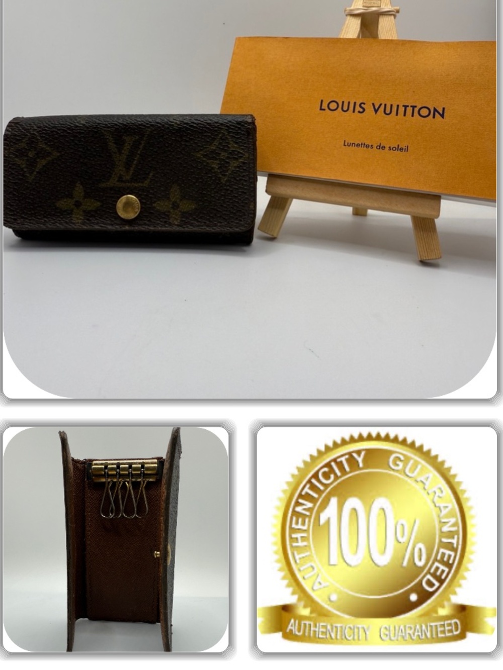 ATYPICAL LOUIS VUITTON MONOGRAM COATED CANVAS KEY CHAIN 4 HOOK HOLDER!